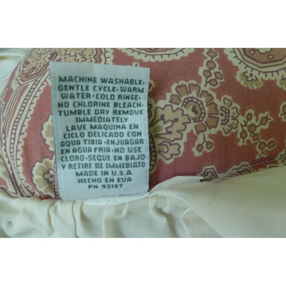 Croscill Paisley Ruffle Throw Pillow Rose Tan Scalloped Edge USA Vtg Cottagecore